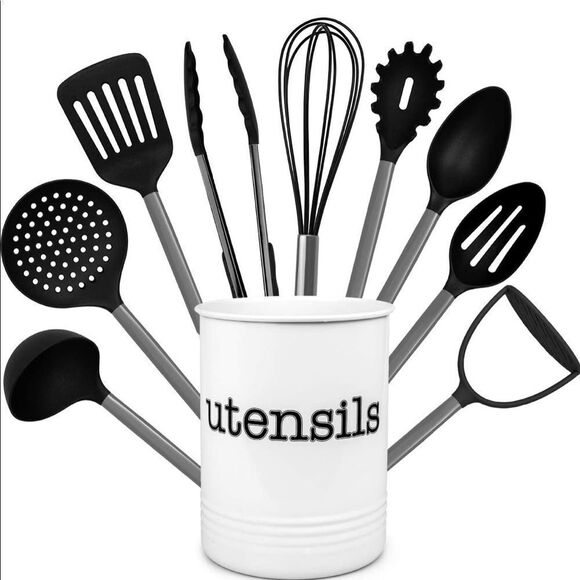 🔥Country Kitchen 10 Piece Nylon Cooking Utensil Set with Holder